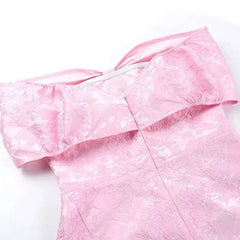 Large Bow Off Shoulder Jacquard Mini Dress