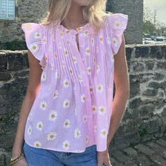 Floral/Plaid Patterm Flowy Peplum Blouse