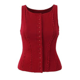 Buttoned Lace Trim Tank Top