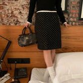 Black Polka Dot Midi Skirt