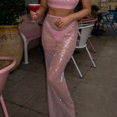 Sheer Sequin Maxi Skirt