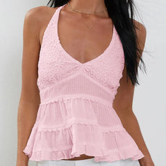 Floral Jacquard Babydoll Crop Top