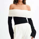 Black Knitted Off-Shoulder Top