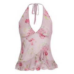 Pink Flower Halter Top