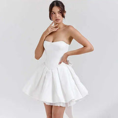 Strapless A-line Large Bow Mini Dress