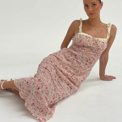 Flamingo Pink Floral Elegance Dress