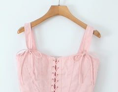 Pink Corset Tie Up Top