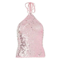 Knit Sequin Tie Up Top