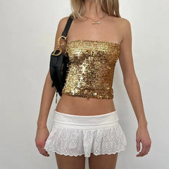 Gold Sequin Strapless Top