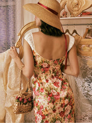 Floral Patchwork Lace Maxi Dress