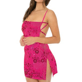 Open Back Sequin Embroidery Mini Dress - High Street Glam