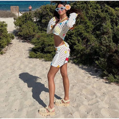 Long Sleeved Hook Wool Crop Blouse