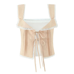 Lace Spliced V Neck Tank Top