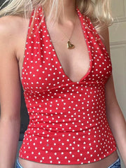 Tie Up Halter Print Top