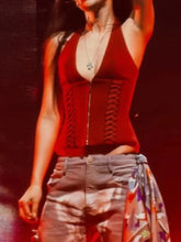 Halter Braid Zipper Corset Top