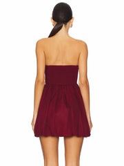 Red Strapless Ruffles Mini Ball Dress