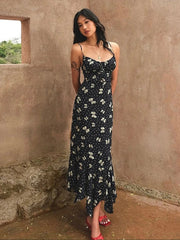Floral Printed Cami Tie Up Maxi Summer Dress