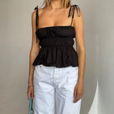Cami Tie Up Ruched Crop Top