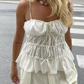 Ruched Front Tie Up Babydoll Top