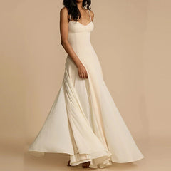 White Strap Solid Maxi Dress