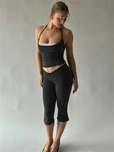 Black Polka Dot Cami Top And Capri Pants Set