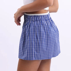 Gingham Boxer Mini Skirt