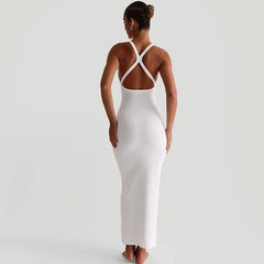 Solid Racer Back Tank Midi Dress