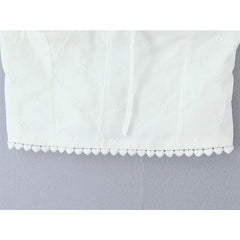 White Ruched Tie Up Crop Top