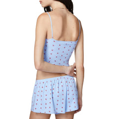 Blue Bow Print Cami Top And Shorts Pj Set