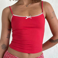 Lace Trim Two Tone Cami Top