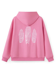 Surf Board Embroidered Hoodie - Loose Fit Pullover