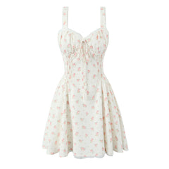 Floral Print Bow Ruched Mini Dress