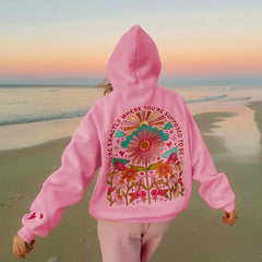 Floral Letter Embroidered Hoodie