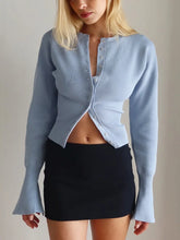 Knit Button Up Long Sleeve Top