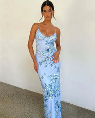 Floretta V Neck Spaghetti Dress