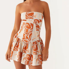 Corset Tube Pleated Mini Dress - Backless A-Line