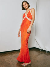 Lace Patchwork V-Neck Maxi Dress