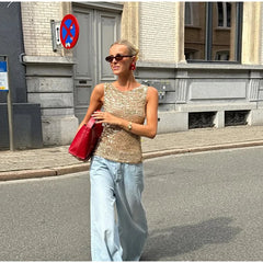 Gold Sequin Knitted Top