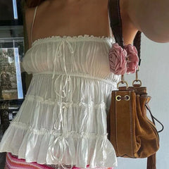 Ruched Front Tie Up Babydoll Top