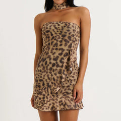 Leopard Print Tube Mini Dress