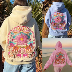 Floral Letter Embroidered Hoodie