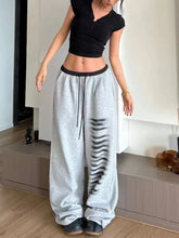Grey Baggy Slit Patchwork Sweatpants 