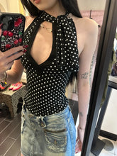Black Polka Dot Cut Out Tie Up Top