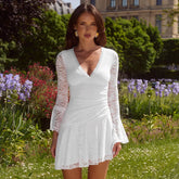 Lace Flare Long Sleeve Flare Mini Dress