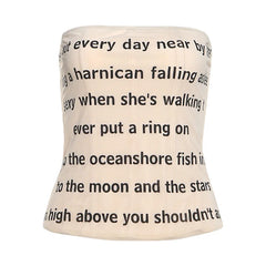 Letter Printed Mesh Tube Top - Backless Streetwear Tank