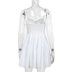 Tie Up Cut Out White Flare Mini Dress