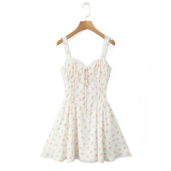 Floral Print Bow Ruched Mini Dress