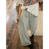 Blue Striped Wide Leg Pants