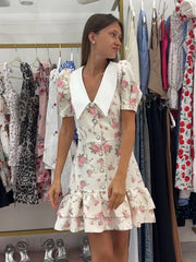 Gweny Puff Sleeves Floral Mini Dress