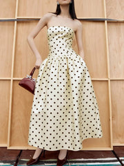 Polka Dot Strapless Maxi Dress